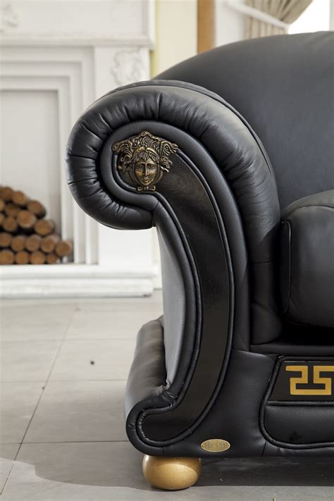 versace leather sofa set|versace end couch.